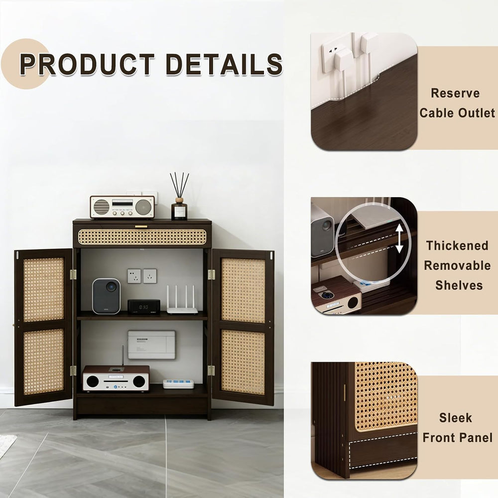 Jueraori WiFi Router Storage Cabinet with Adjustable Shelves, No Back Panel