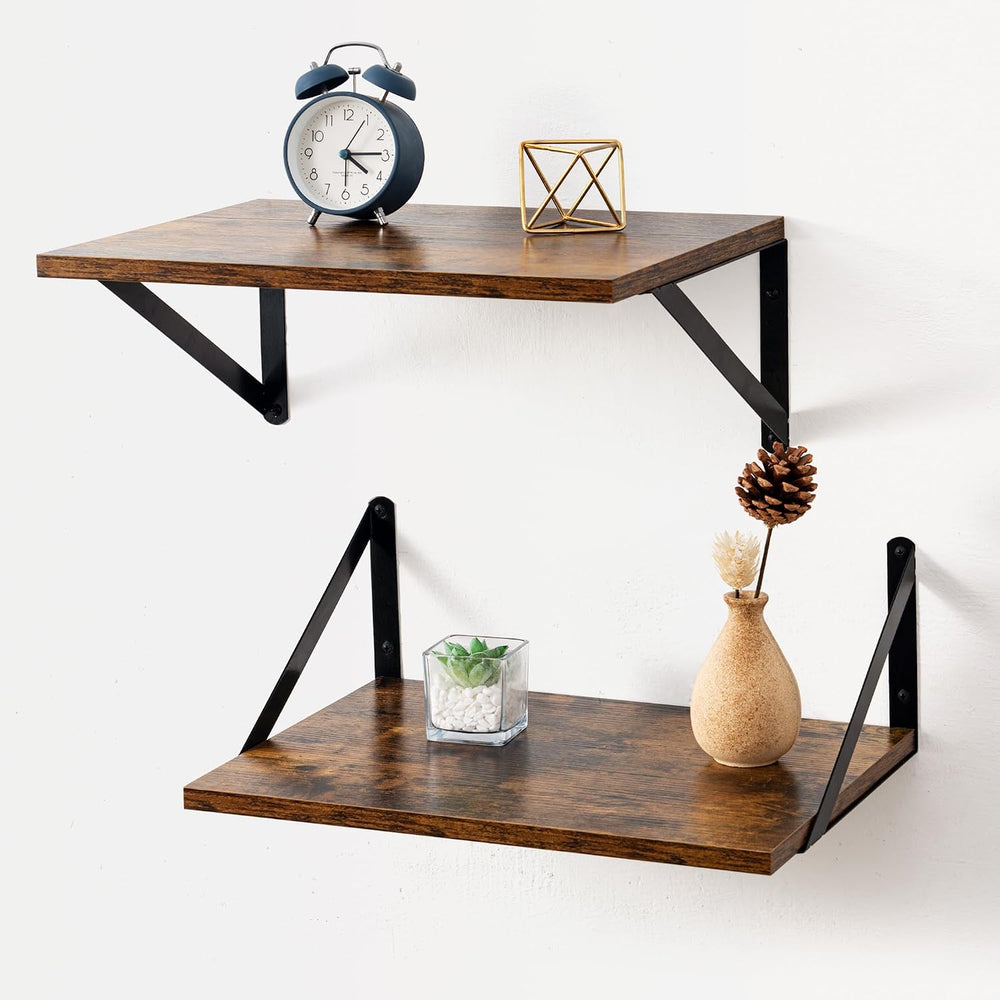 Axeman Deep Floating Shelves for Wall, 16W x 12D Rustic Wood Wall Shelves Set...