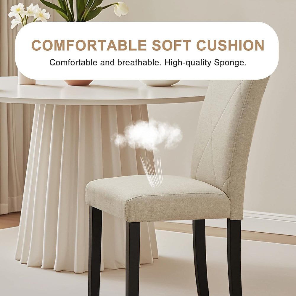 VECELO Upholstered Dining Chairs Set of 4, Modern Fabric and Solid Wood Legs ...