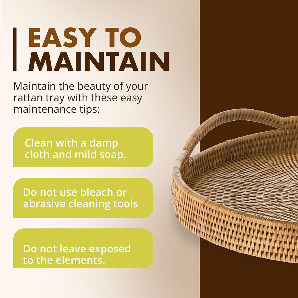 KOUBOO La Jolla Rattan Serving Ottoman Tray with Handles, Honey Brown