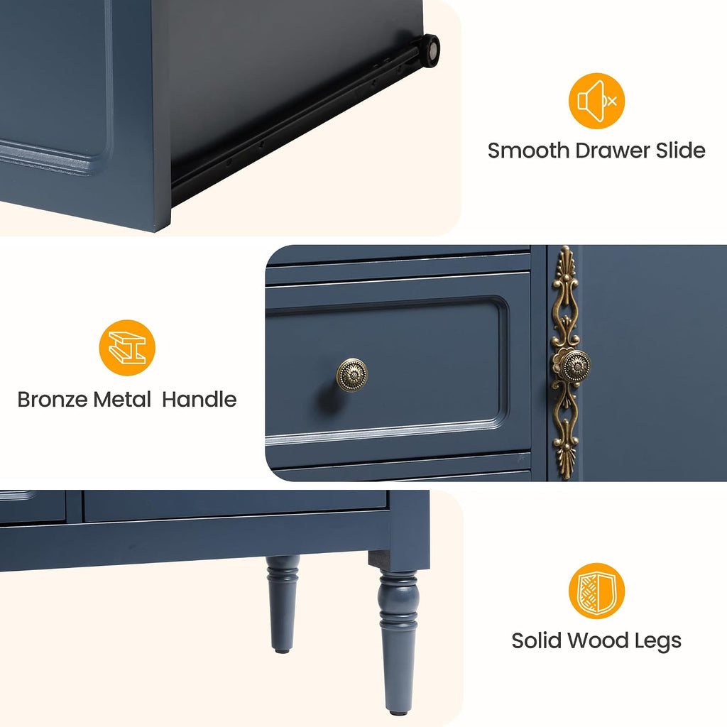 RoyalCraft Sideboard Buffet Cabinet with Storage, Kitchen Cabinet, Blue