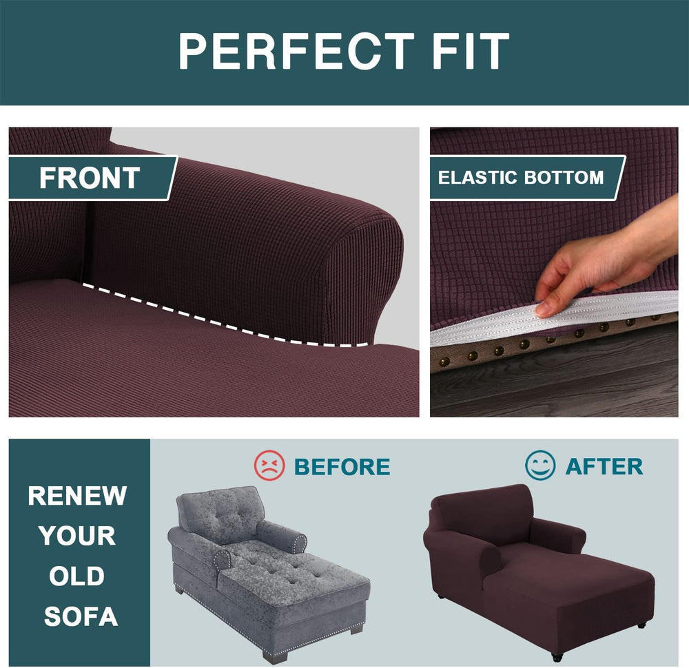 FantasDecor Chaise Lounge Cover Stretch Chair Lattice Slipcover with Armrests...