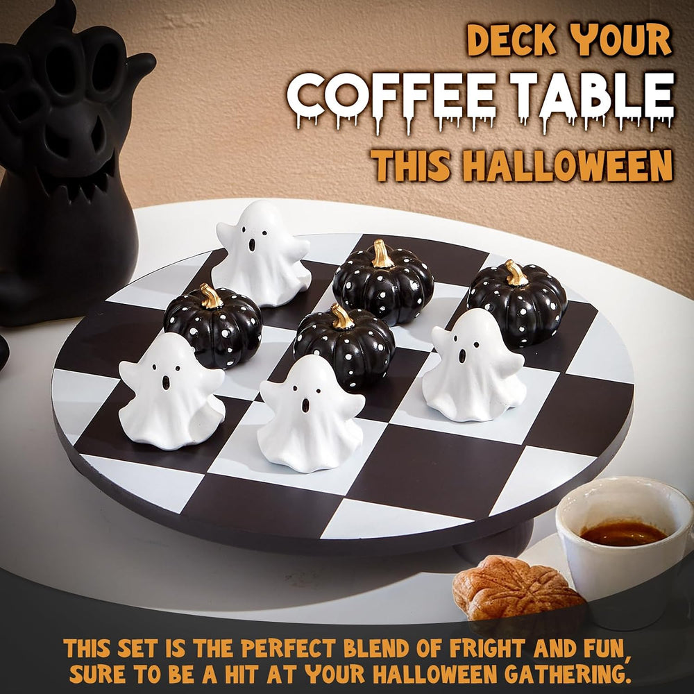 WDS WONDROUS Halloween Decor Tic Tac Toe Game Set with Pumpkin Ghost Pieces