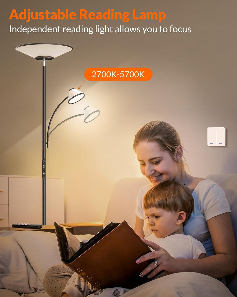 LEPOWER-TEC Bright Floor Lamp, Torchiere Corner Lamps for Bedroom and Dorm