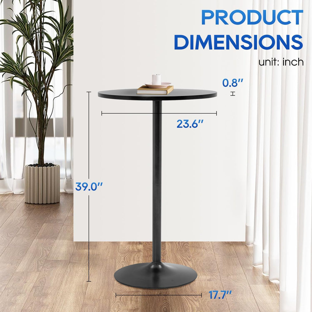 FDW | Bar Table | 40 Inch | Dark Black | Fixed Height Round Table