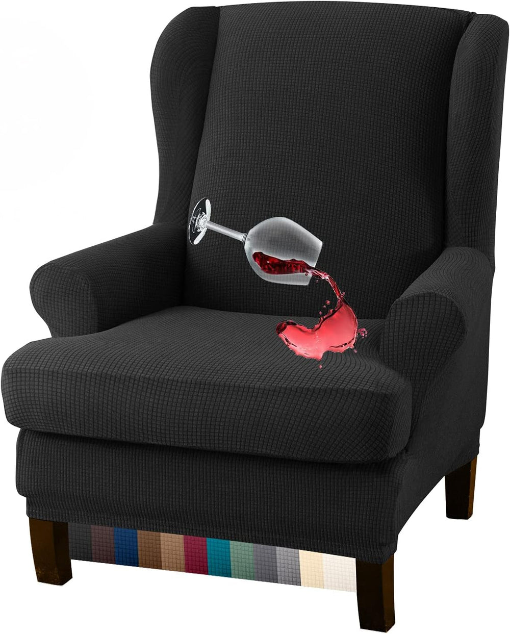 Granbest Premium Water Repellent Wingback Chair Cover 2-Piece High Stretch Ja...