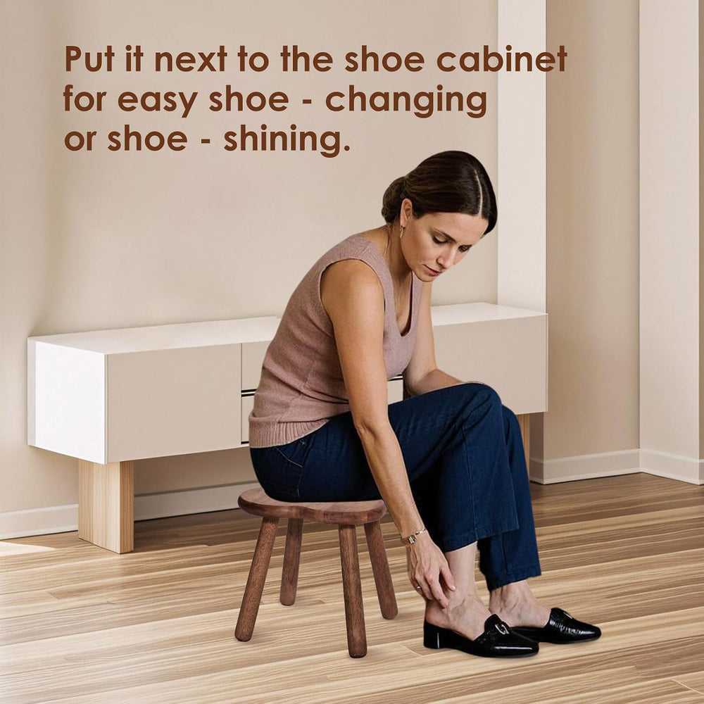 Wooden Step Stool for Adults Upgraded11.6inch Small Wooden Stool with Four De...