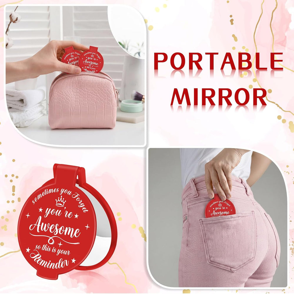 100 Pcs 2.76 Inch Inspirational Pocket Mini Compact Mirror Bulk Portable Fold...
