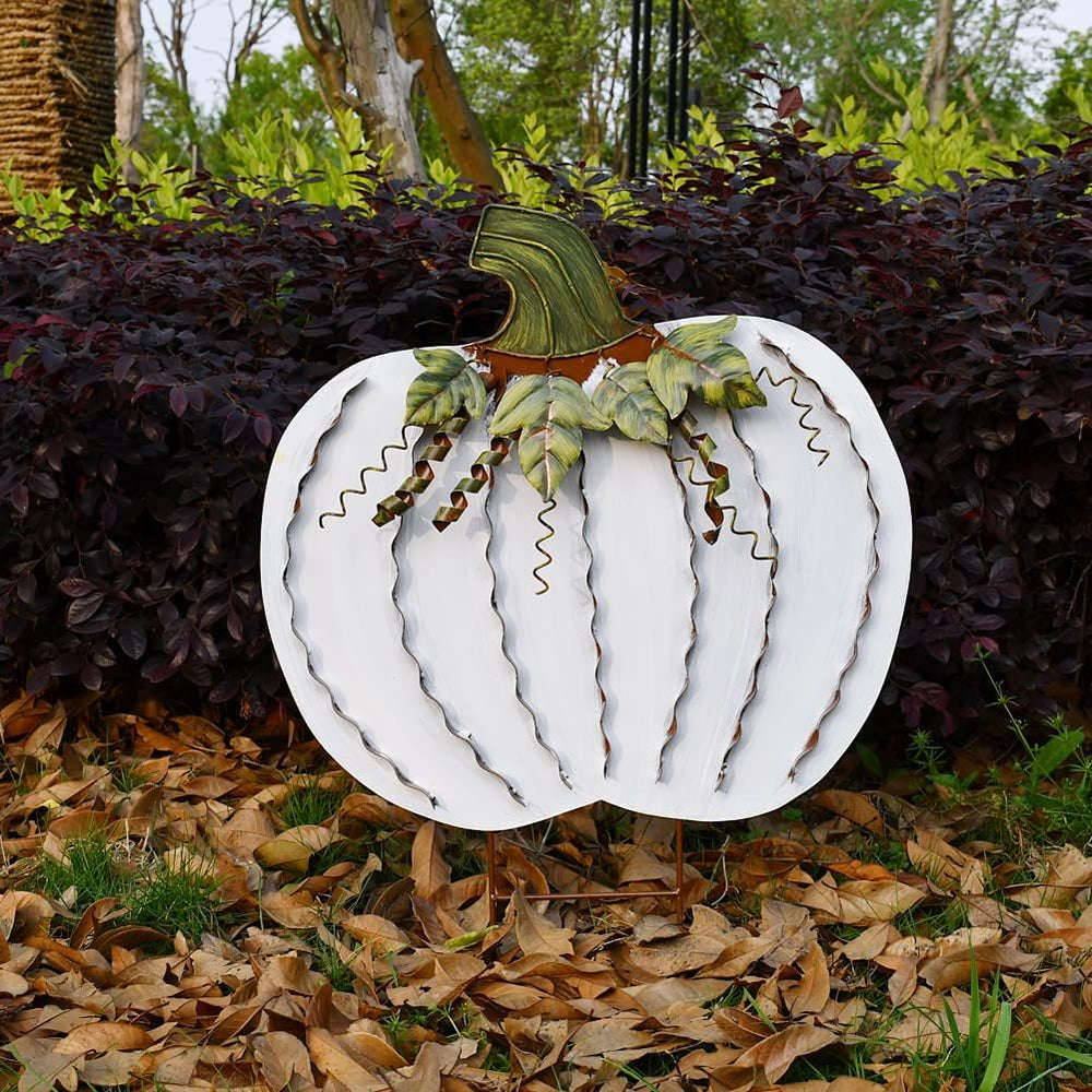 Aecipl Metal Pumpkin Garden Stakes - Autumn Decorative Yard Signs - Indoor Ou...