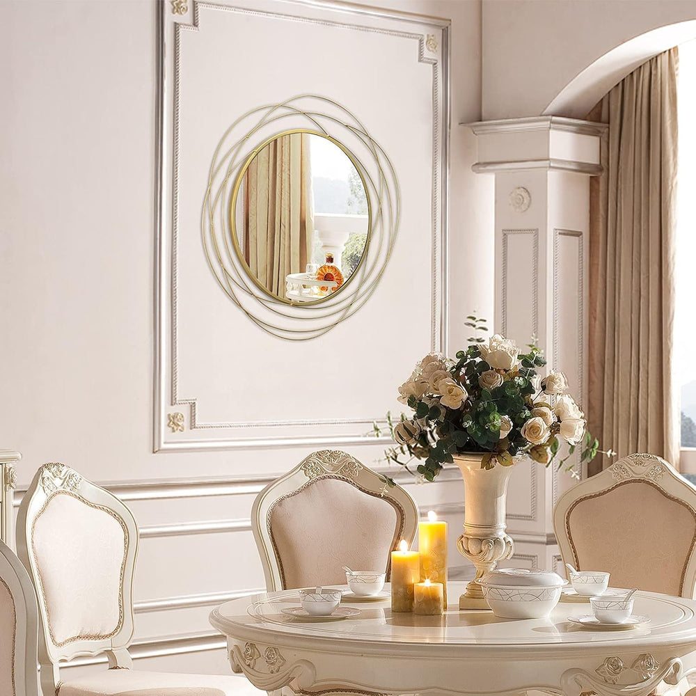 ironsmithn 26.8 Inch Round Gold Dressing Mirrors for Wall