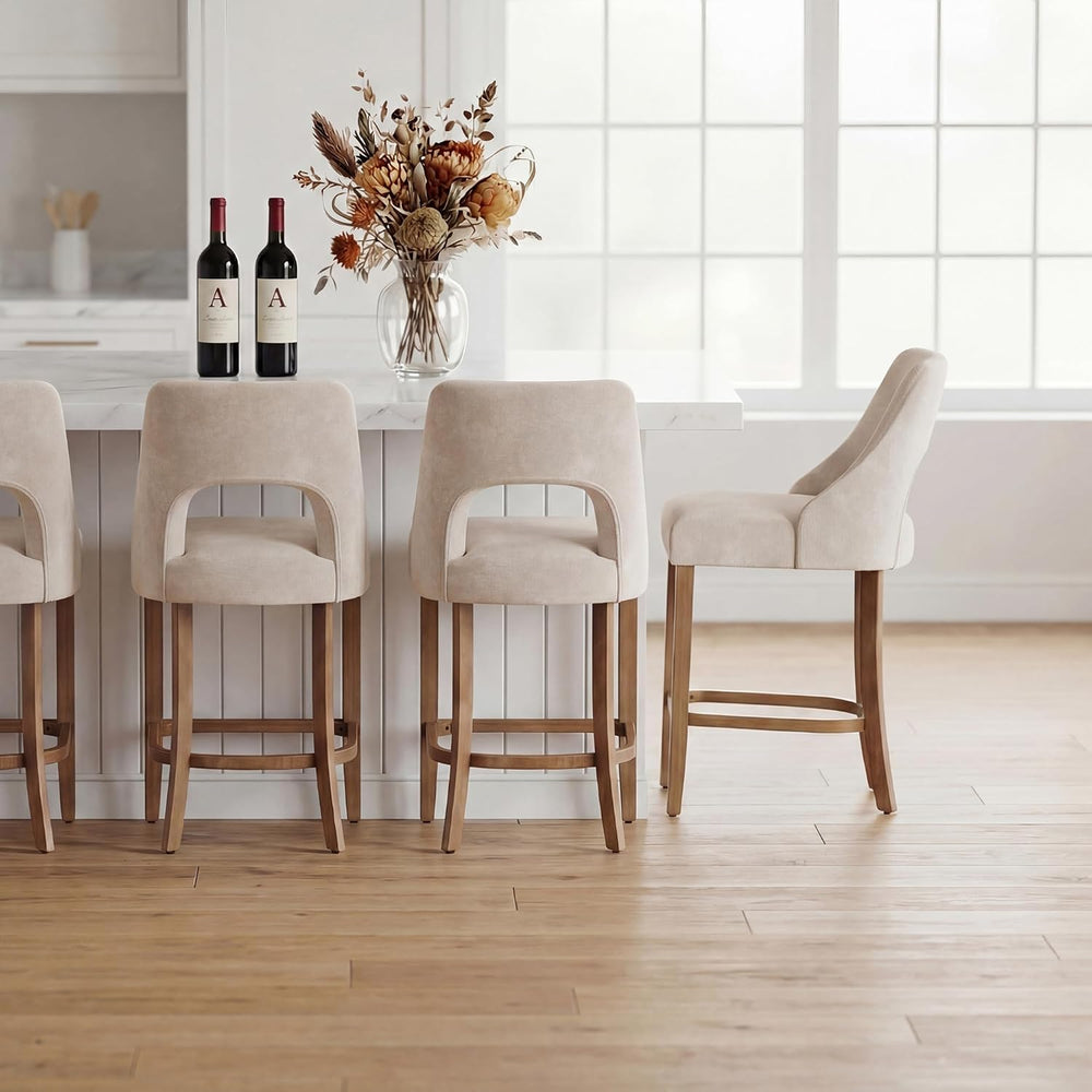 UVV Bar Stools Set of 3, Upholstered Counter Height Bar Stools, Modern Counte...