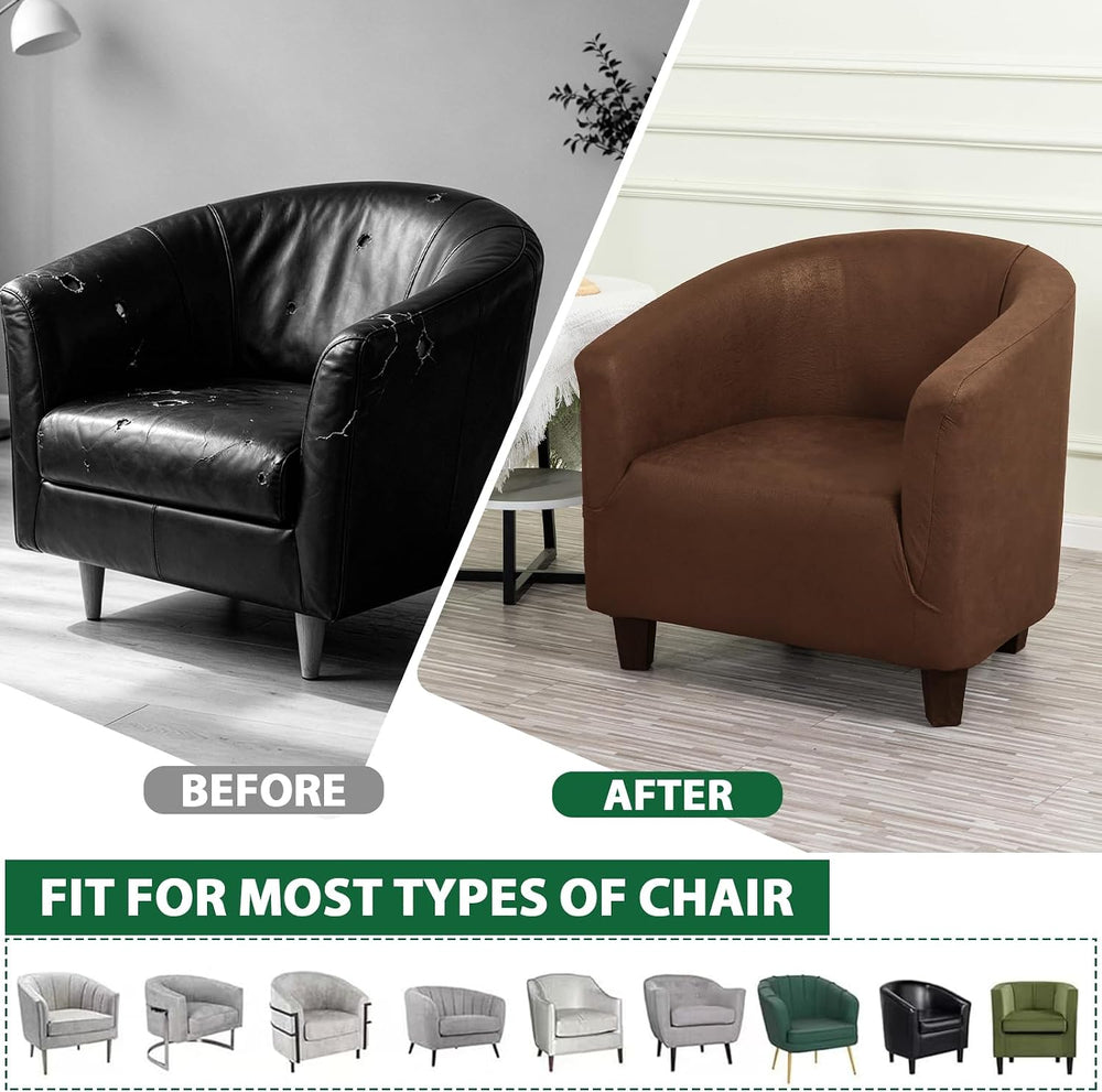 Club Chair Slipcover Stretch Barrel Tub Armchair Covers,Coffee