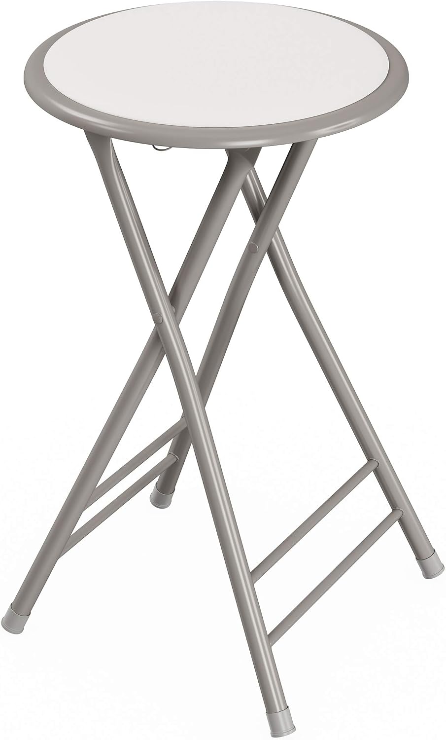 Lavish Home Folding Stool with Padded Backless Seat, White, 24 Inch