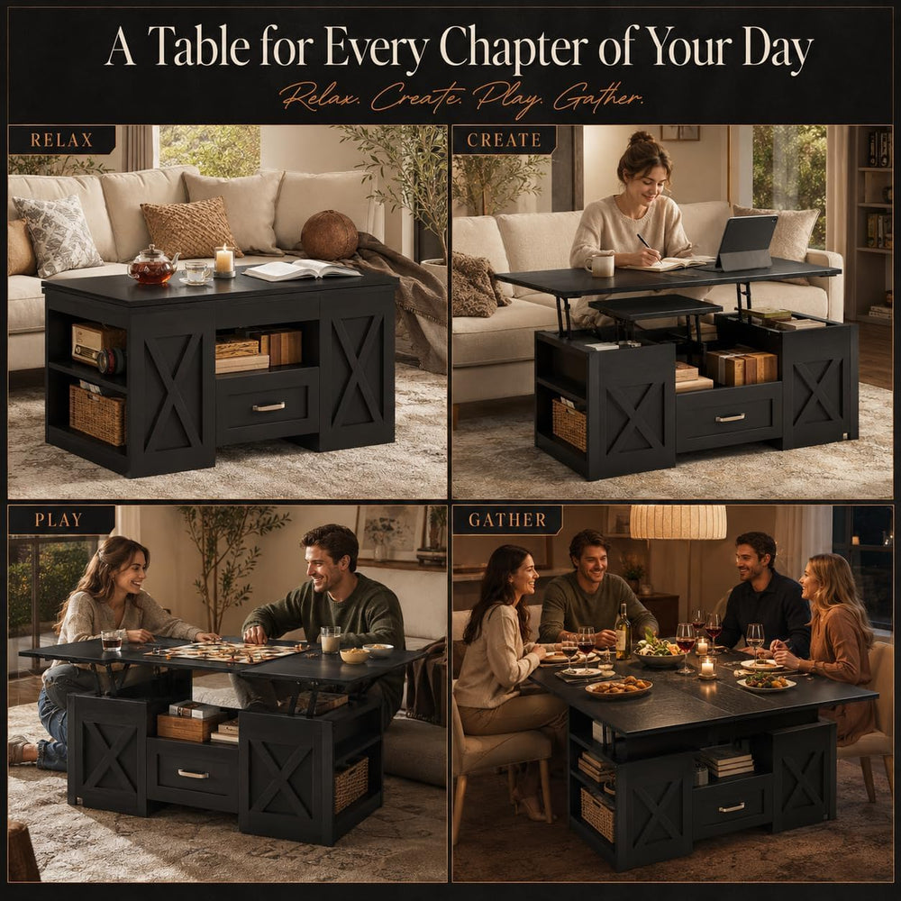 kepptory 40" Lift Top Coffee Table with Storage, Black