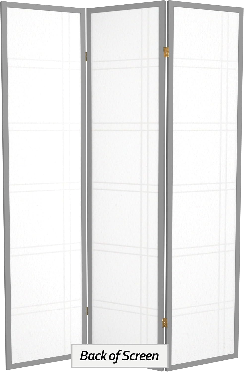 Red Lantern 6 ft. Tall Double Cross Shoji Screen - Grey - 3 Panels
