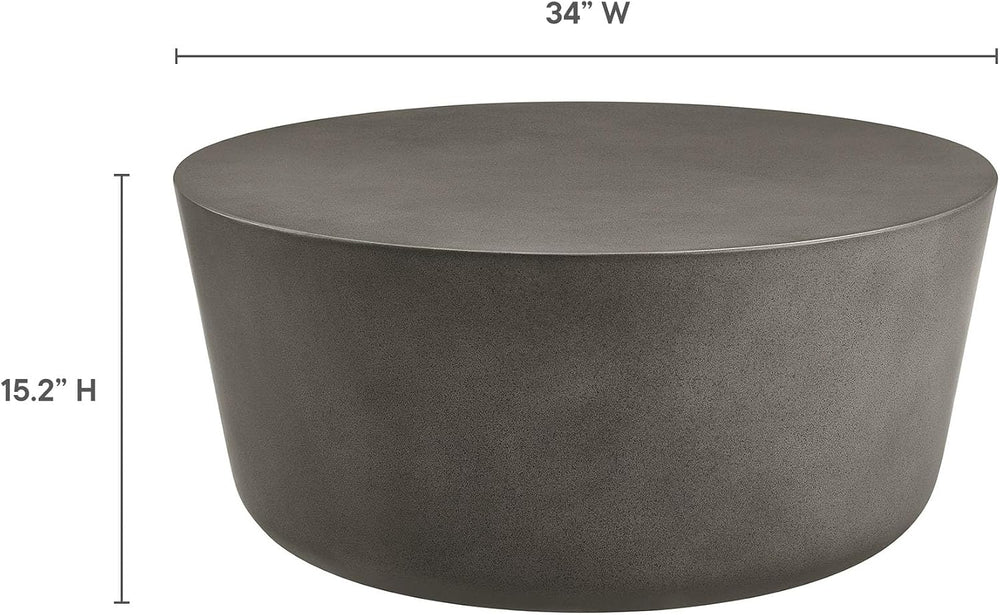Modway Brion 34 Inch Round Concrete Coffee Table – Indoor/Outdoor Tapered Cyl...