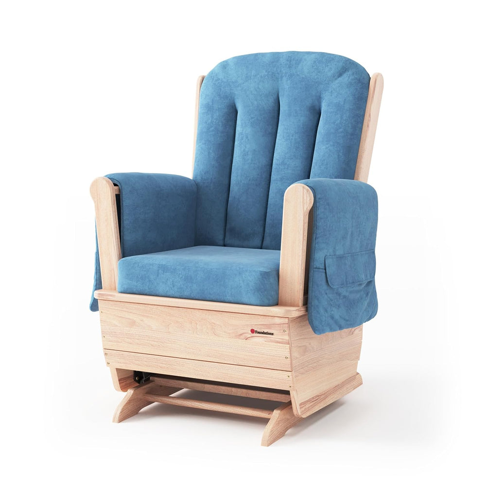 Foundations SafeRocker Standard Glider Rocker Chair, Blue Microfiber