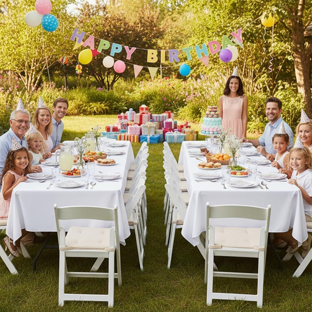 sancua White Table Cloths Rectangle, 8 Pack Tablecloths for 6 Foot Tables