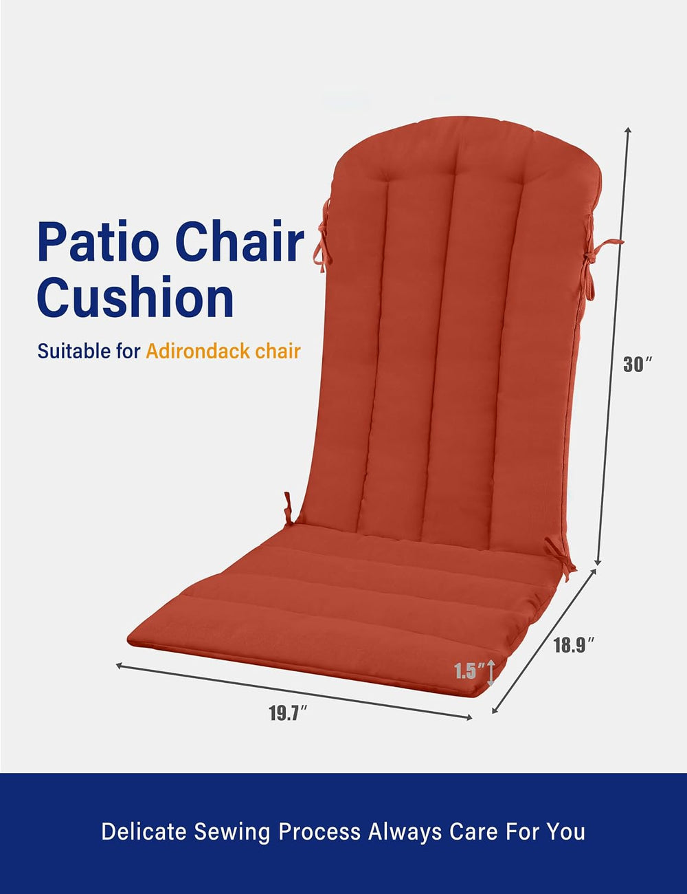 YEFU Adirondack Chair Cushion, 19.7x18.9 Cushions Set of 4, Burnt Orange