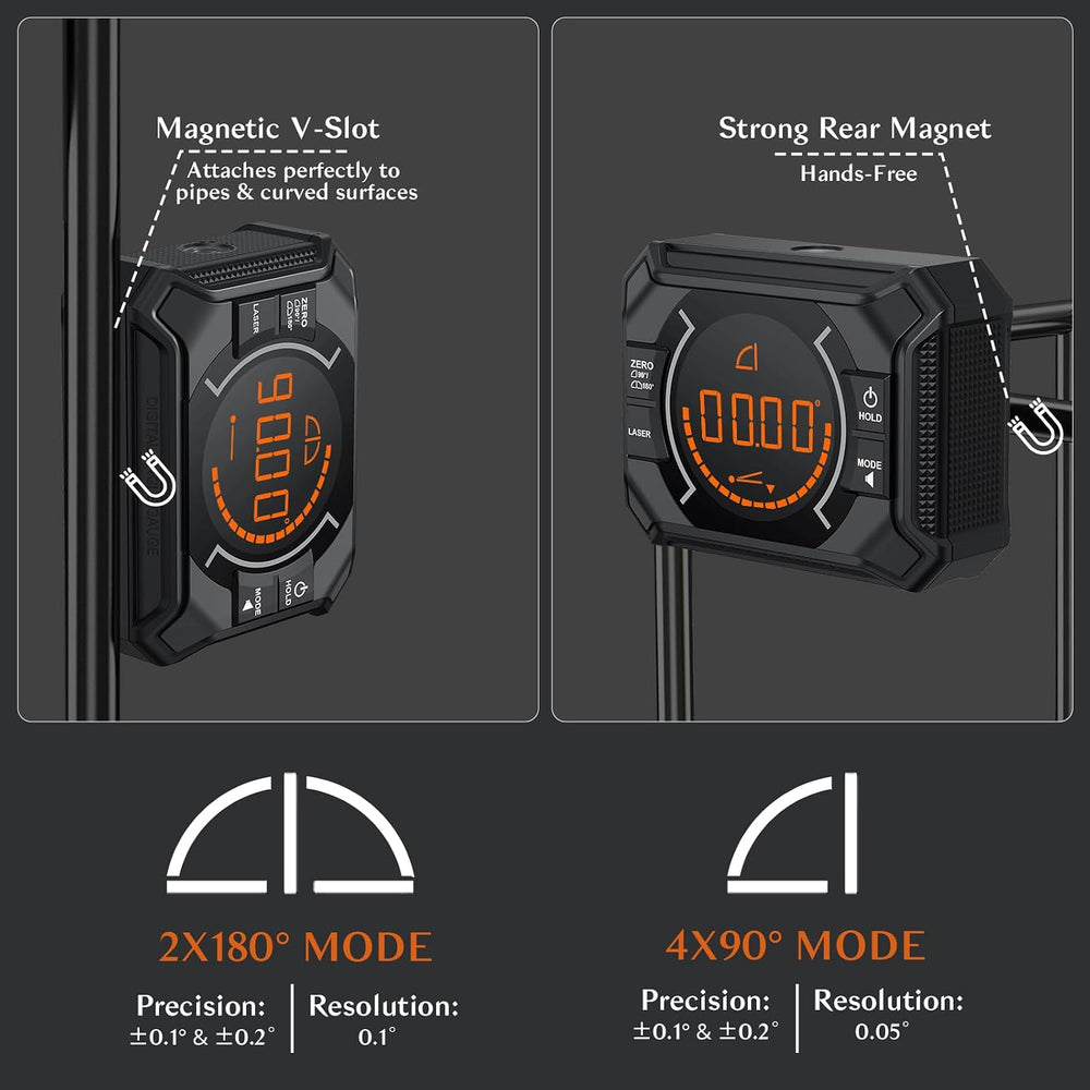 3 in 1 Rechargeable Digital Angle Finder with Laser & Magnet- Black