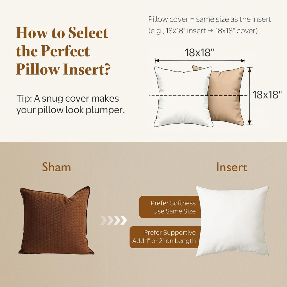 BPC 16x16 Down Feather Throw Pillow Inserts Set of 2, 100% Organic Cotton Cov...