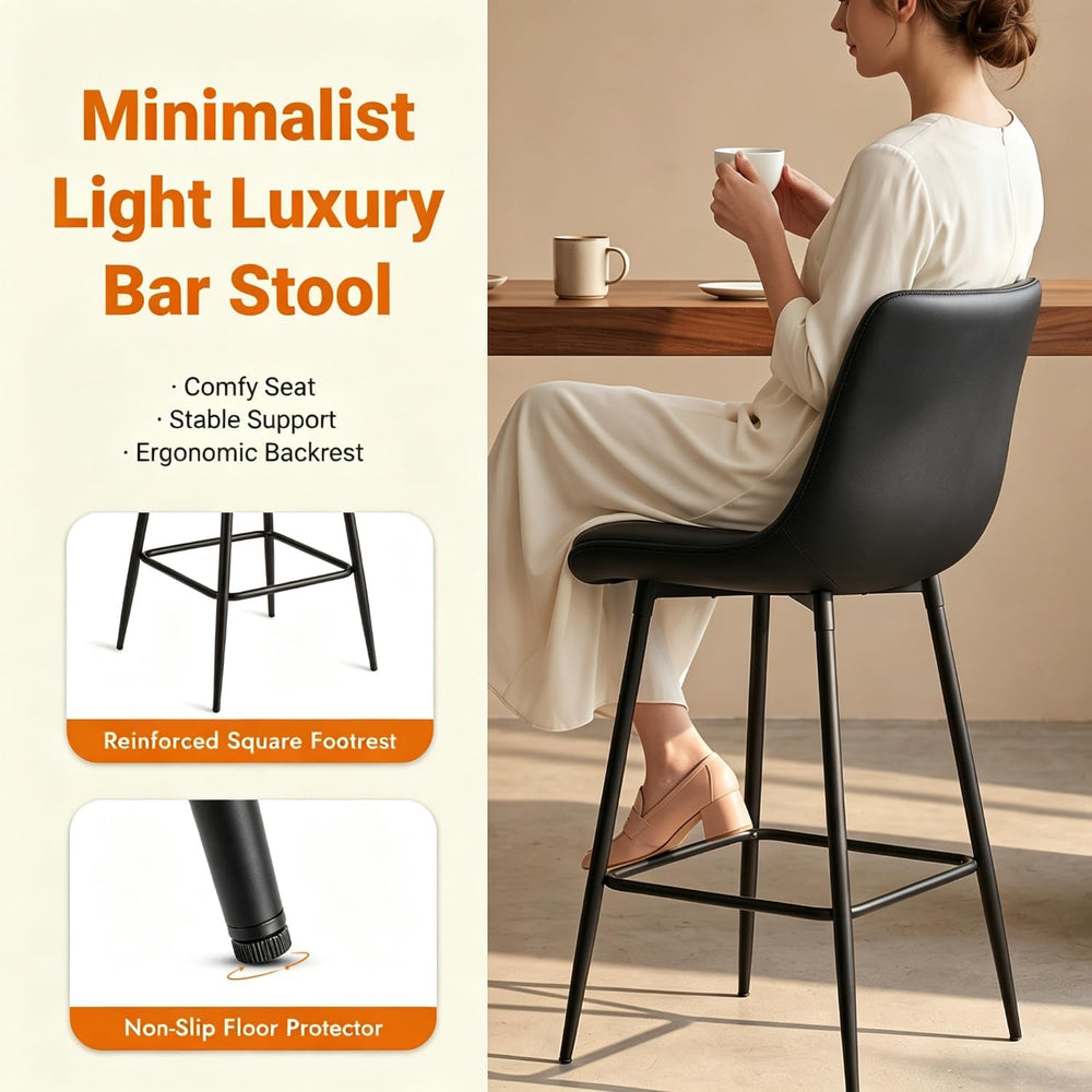 Counter Height Bar Stools Set of 3, FSC Certified Upholstered Faux Leather Ba...
