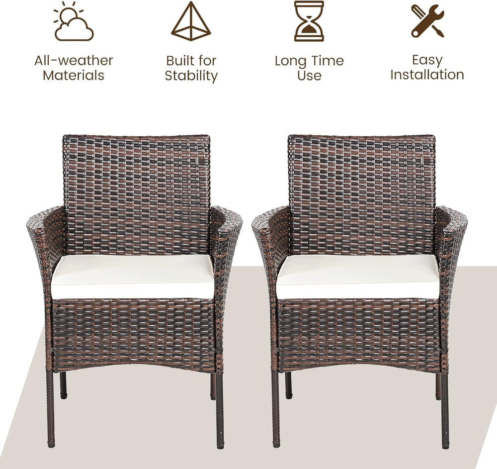 RELAX4LIFE Wicker Patio Chairs Set of 6, Indoor Outdoor PE Rattan Armchairs w...