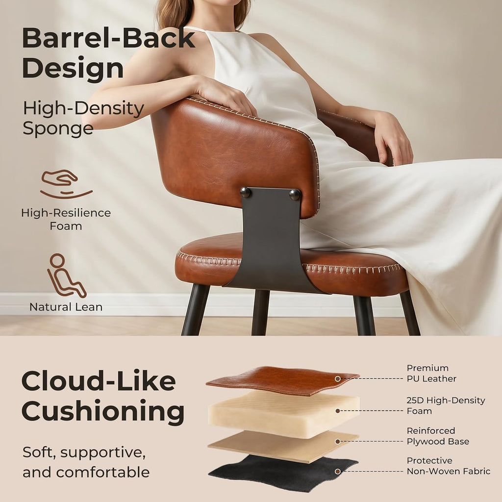 dining chairs set of 4, modern faux leather, close-up detail