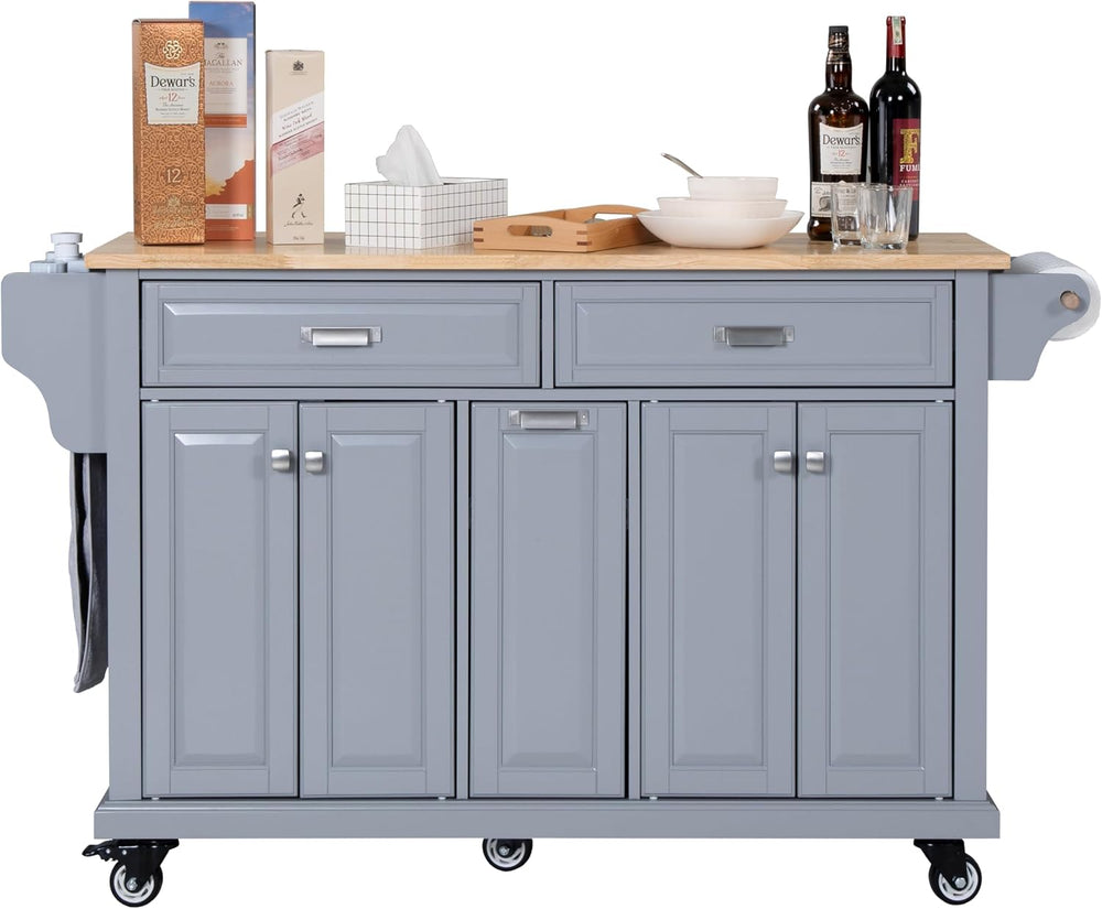 Cambridge Mobile Kitchen Island on Wheels with Storage and Wood top, Rolling ...