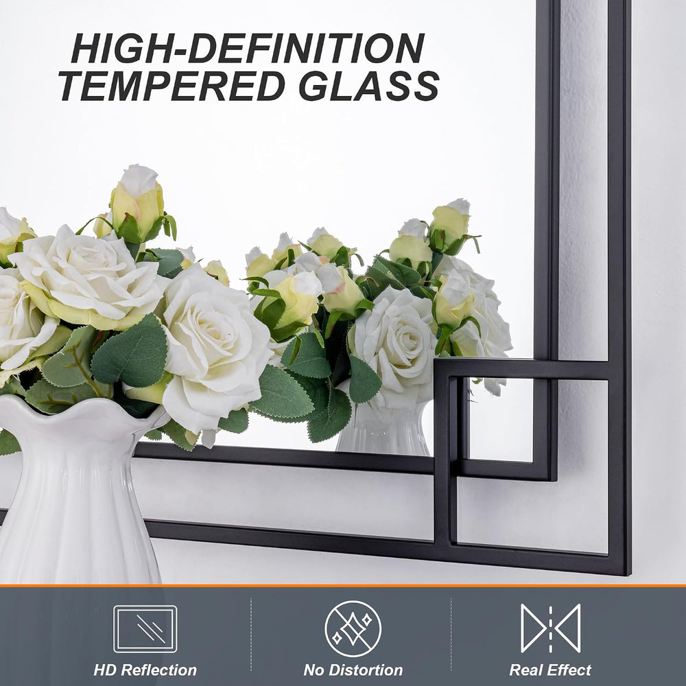 Chende 59''x30'' Large Rectangular Black Mirror for Decor wit...