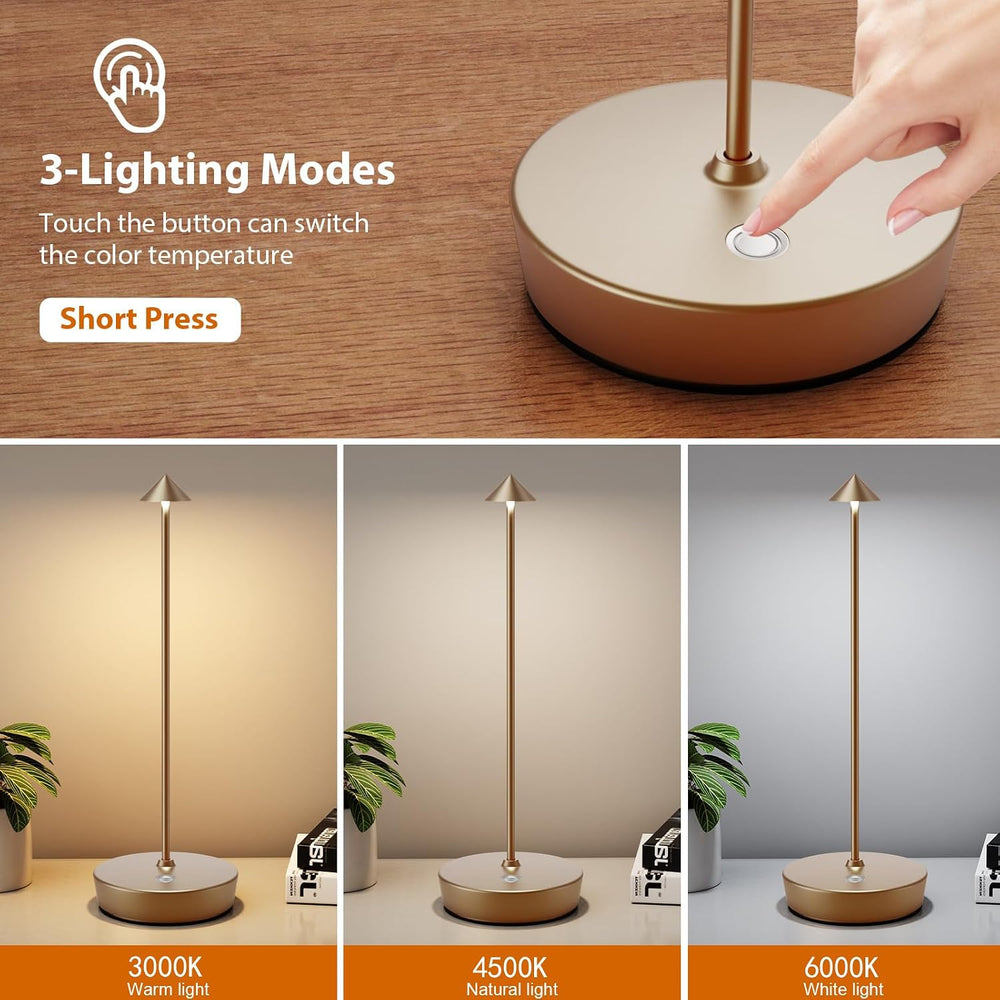 2Pack Rechargeable Cordless Table Lamp, Portable Powered LED Battery 6000mAh ...