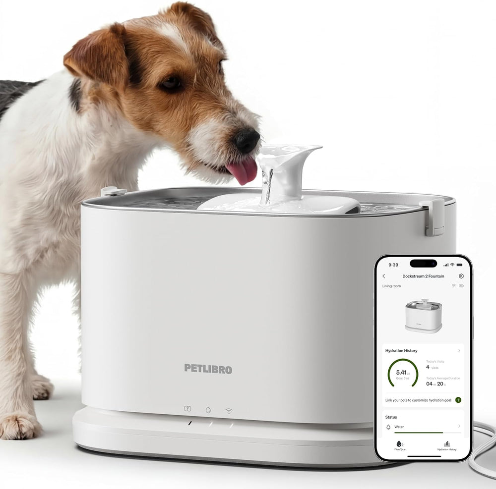PETLIBRO Quiet Dog Water Fountain Stainless Steel Tray, Smart Pet Water Fount...