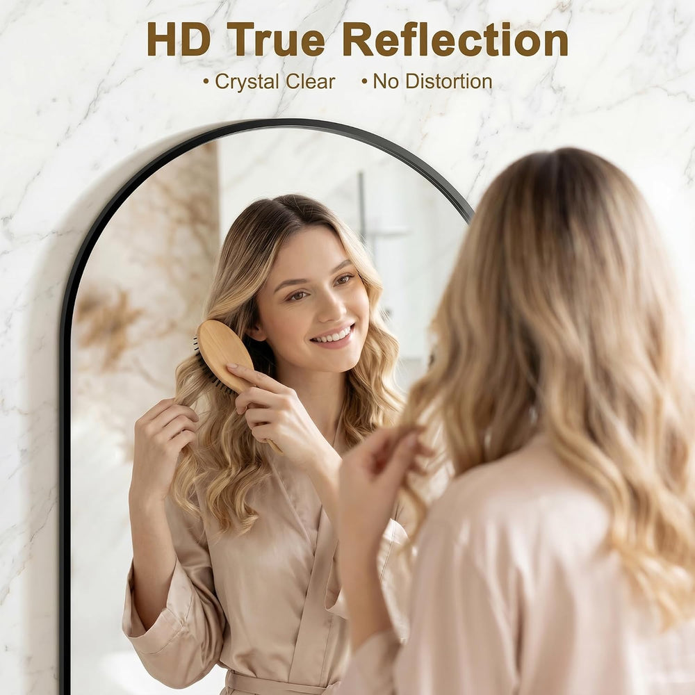 FGU Arched Bathroom Mirror for Over Sink 2 Pack 38"x26" Black Vanit...