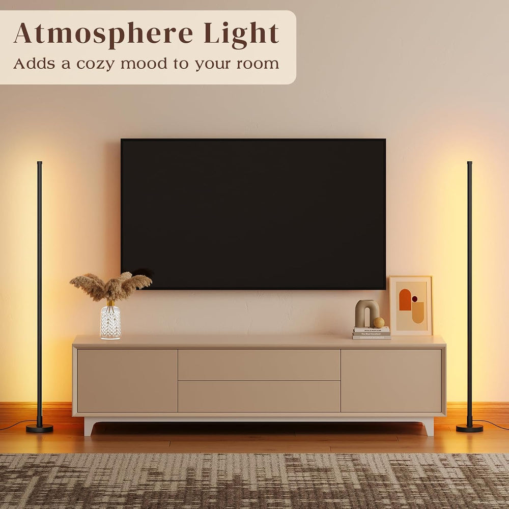 Corner Lamp, Minimalist Floor Lamp, Black, 56.7in, 1 Pack