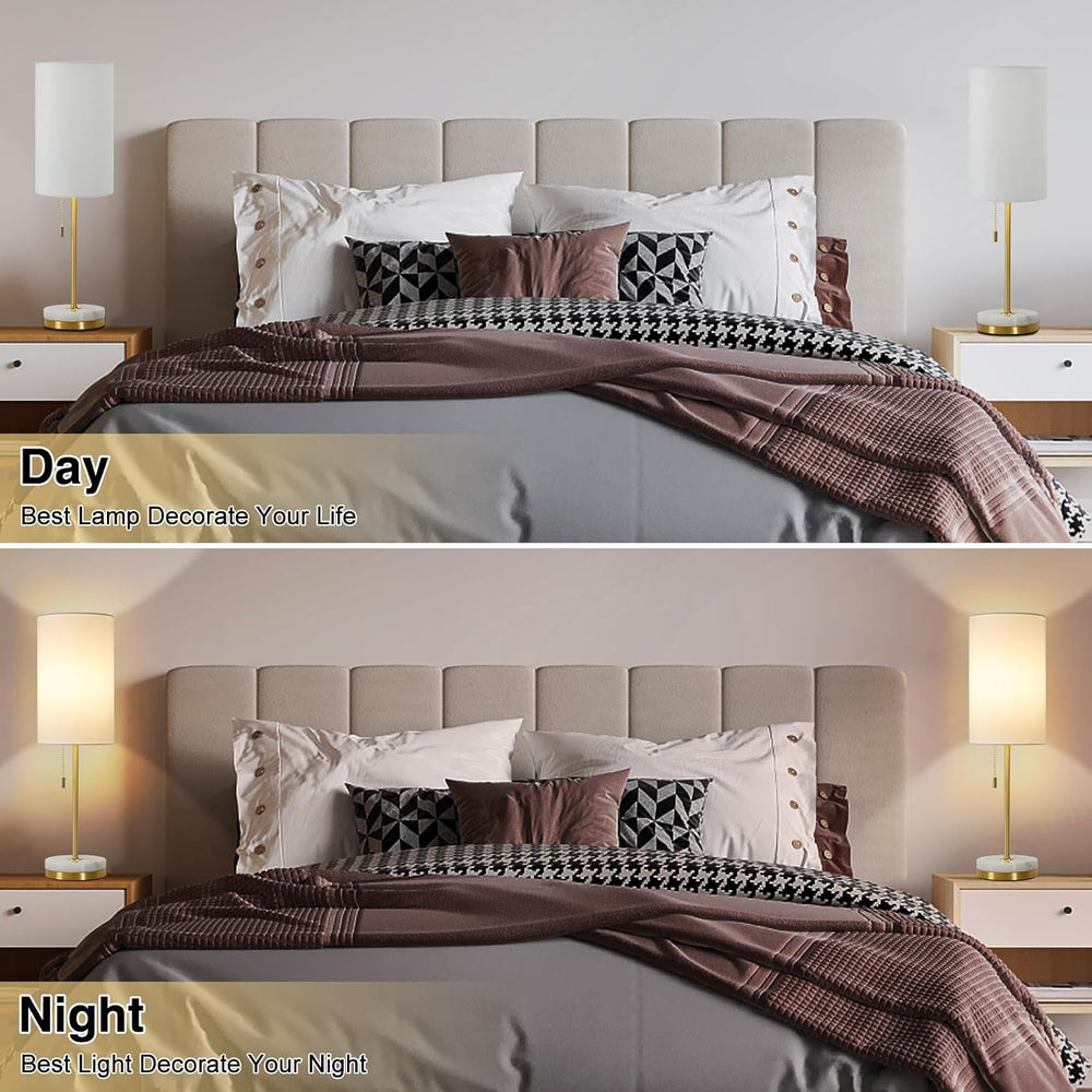 Luvkczc 18" Desk Lamp & Table Lamp Set of 2, Bedside Lamps with Marb...