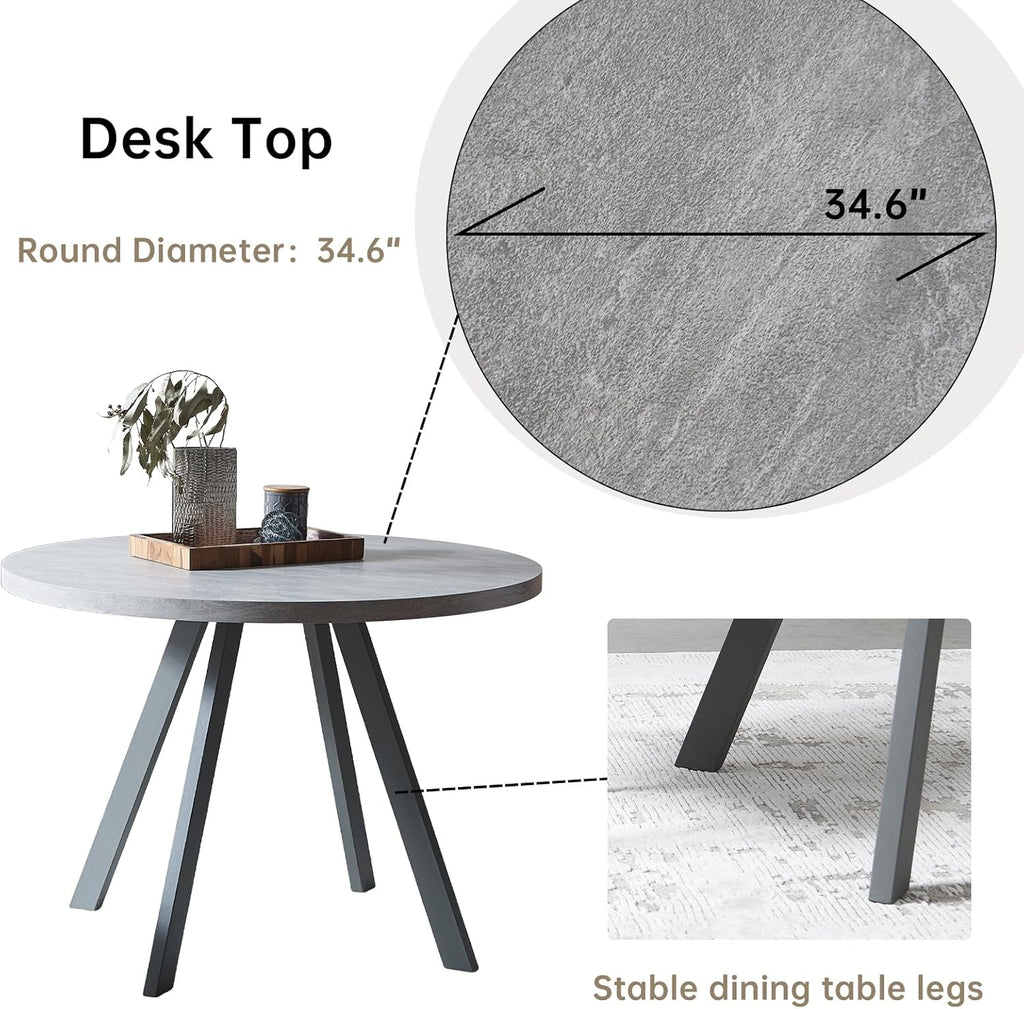 zerifevni round dining table set, mid century modern, side view