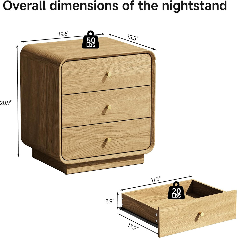 4 Pieces Bedroom Set, 6-Drawer Dresser & 3-Drawer Nightstands Set of 2 wi...