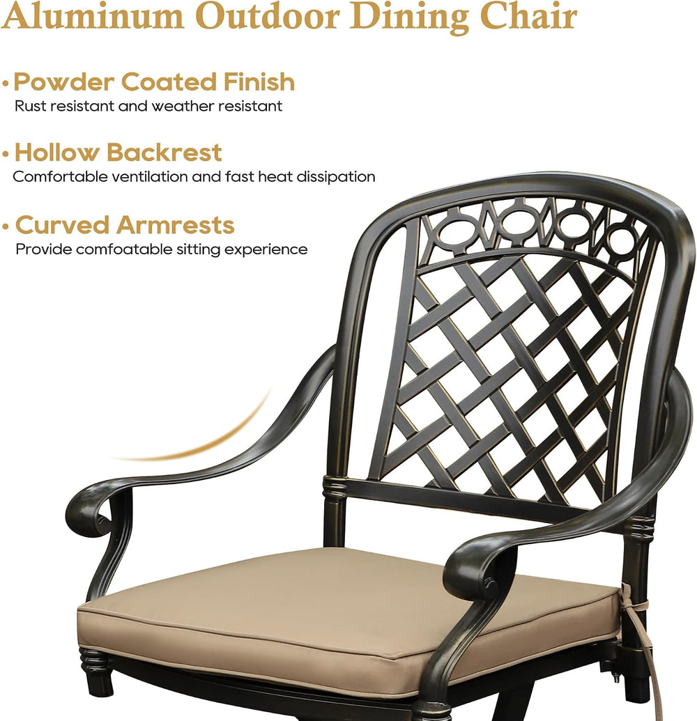 2 Piece Cast Aluminum Outdoor Swivel Dining Chairs, All-Weather Patio Swivel ...