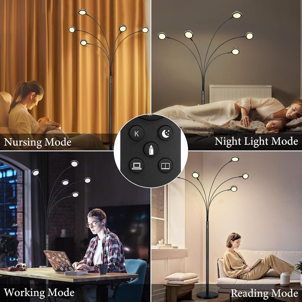 Bairth LED Arc Floor Lamp with Remote,2250LM Dimmable Floor Lamp with Timer