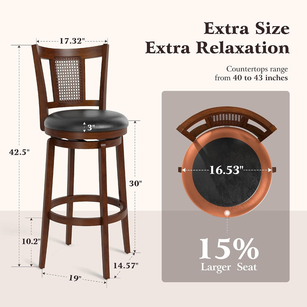 ALPHA HOME Swivel Bar Stools with Backs, 30 Inch Bar Stools Set of 3