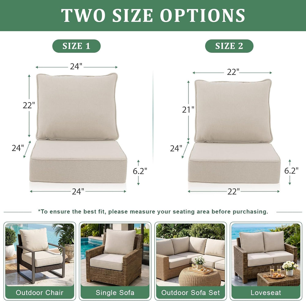 Outdoor Chair Cushions 22 x 24 x 6 Inch, 100% Olefin Patio Furniture Cushions...