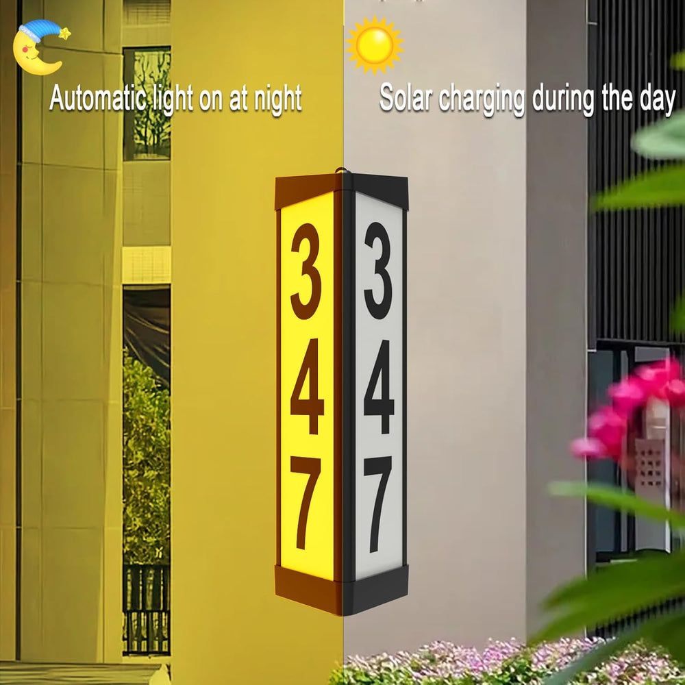 3 Side Solar Address Numbers, Lighted House Numbers for Outside
