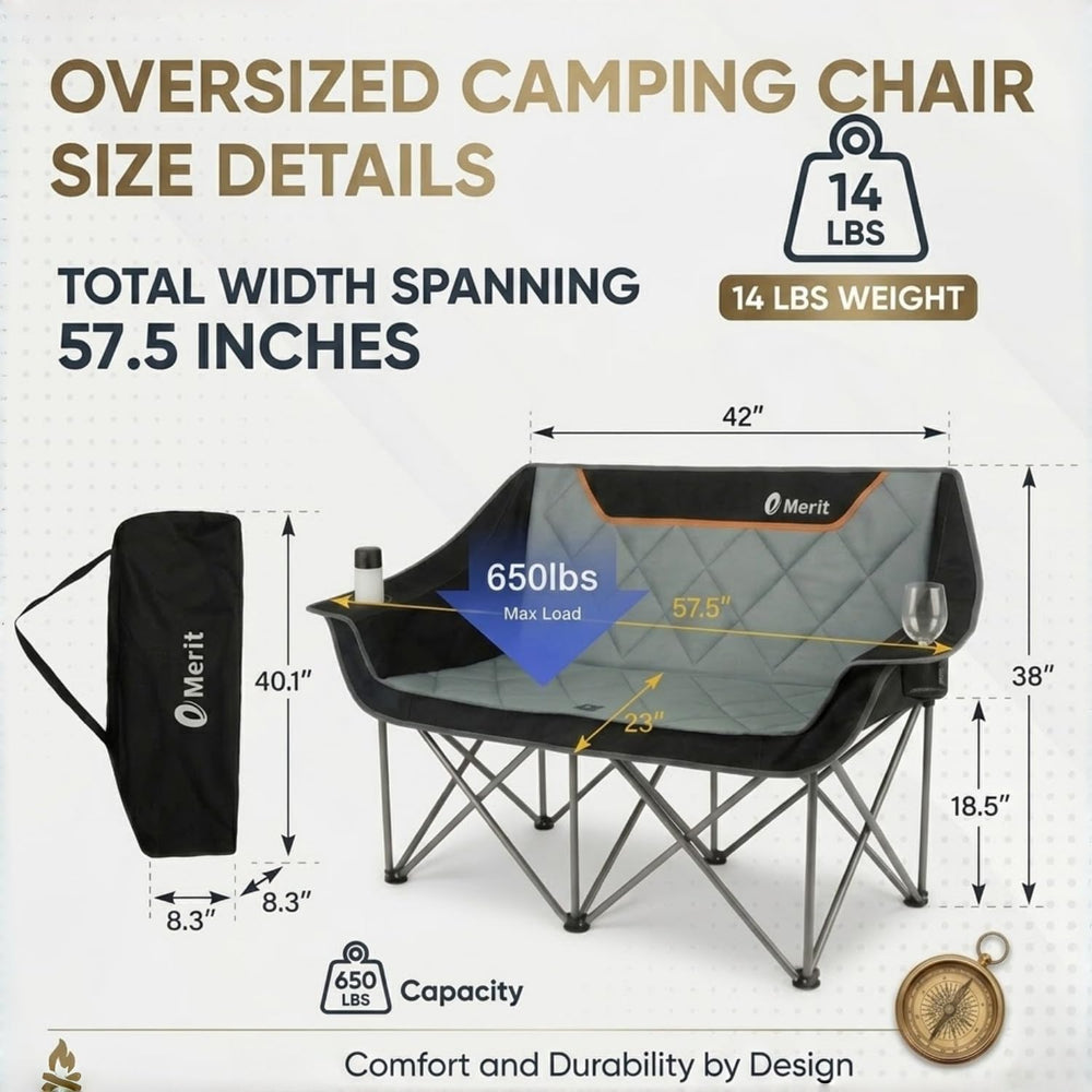 EMERIT Oversized Fully Padded Camping Chair, Heavy Duty 650LB Folding Camping...