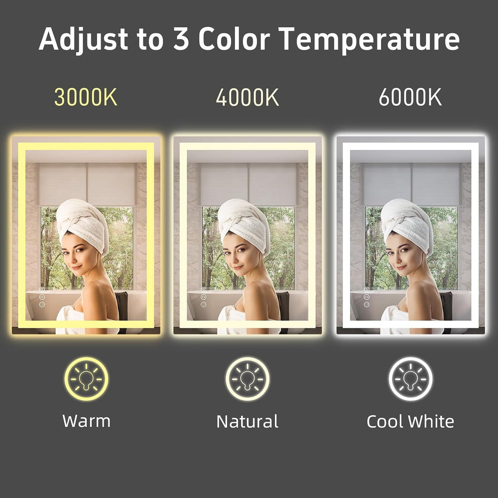 32"x 24" LED Bathroom Mirror with Lights, Backlit + Front Lit