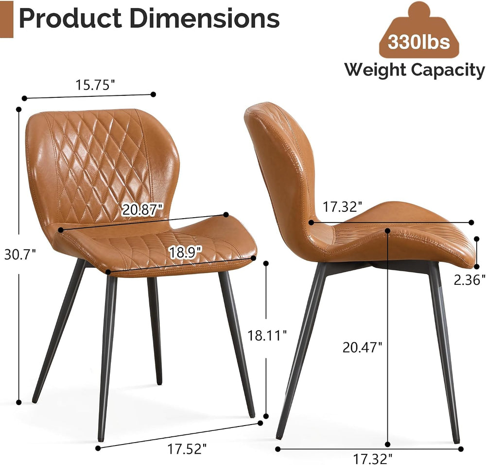 Dining Chairs Set of 2,Faux Leather Modern Dining Chairs with Thick Cushions,...