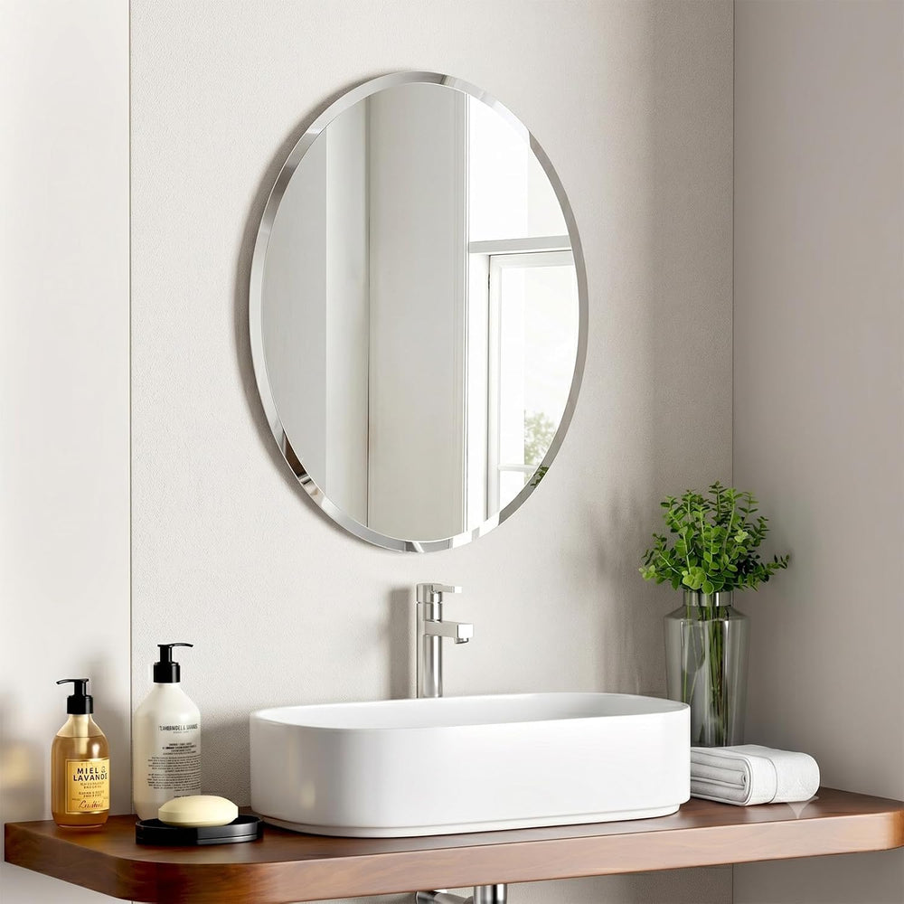 KOHROS 18 x 24 in Oval Bathroom Mirror for Over Sink,Frameless Wall Mirror