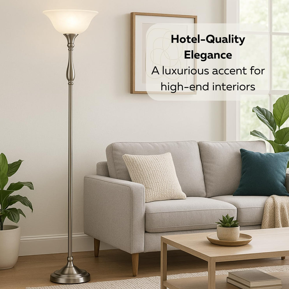 LIGHTACCENTS Torchiere Floor Lamp, 72", Brushed Nickel