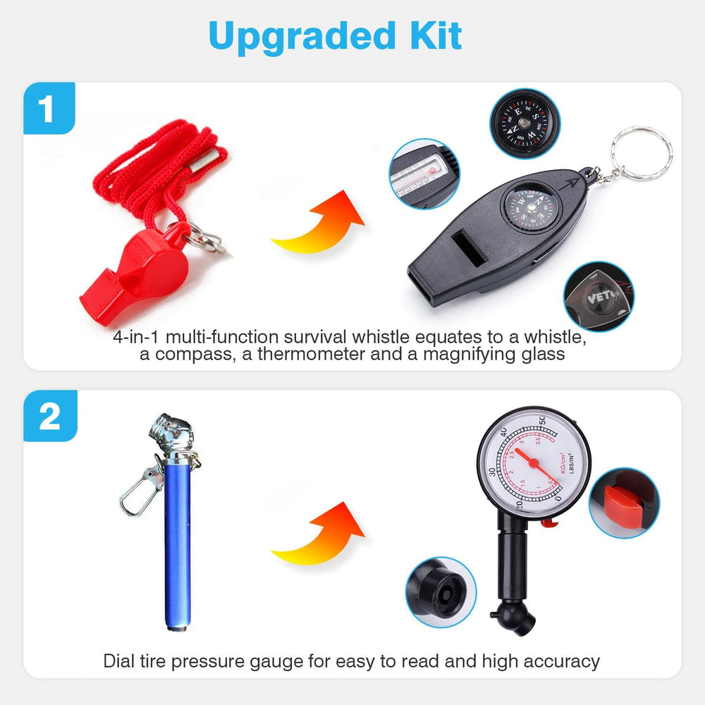 Car Emergency Roadside Kit with Jumper Cables, Auto Vehicle Safety Kits