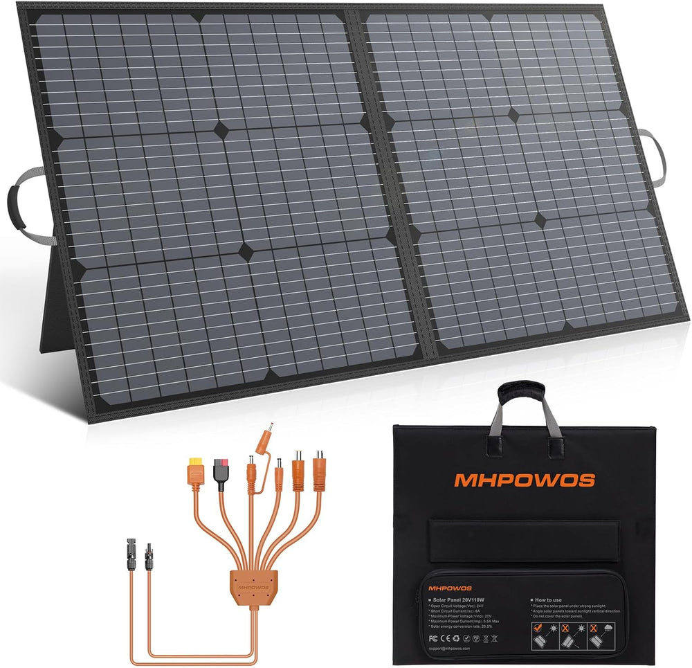 110W Portable Solar Panel for Power Station IP67 Waterproof Solar Charger