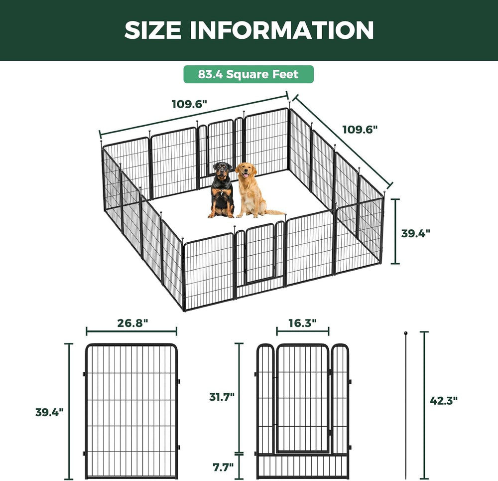 FXW Rollick Dog Playpen, Indoor, Yard & RV Camping, 40" H, 16 Panels